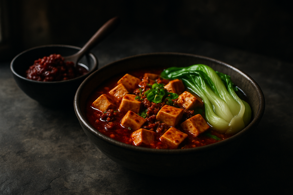 Doubanjiang (Fermented Chili Bean Paste) in use