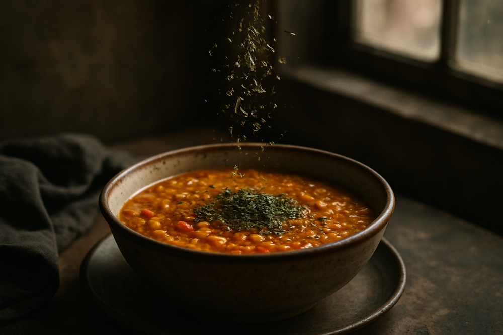 Dried Mint in use