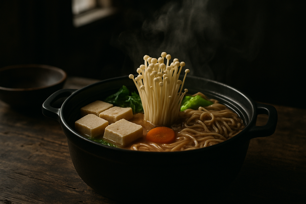Enoki Mushrooms in use
