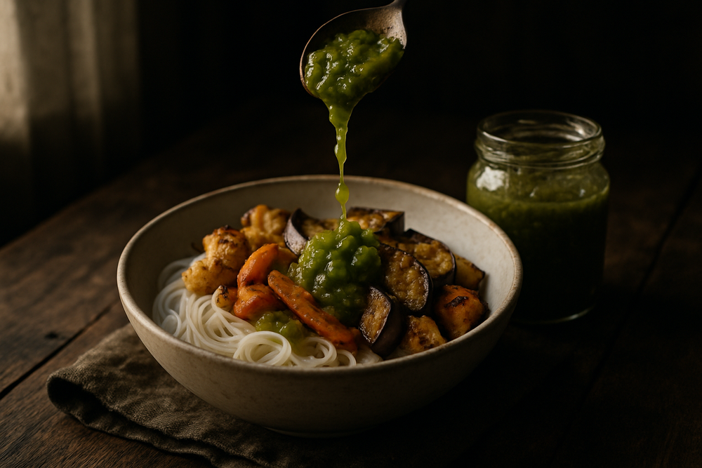 Fermented Green Chili Paste in use