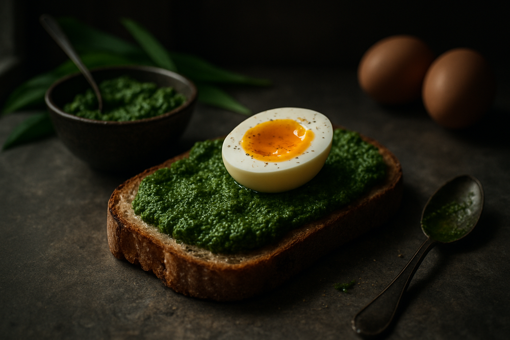 Fermented Wild Garlic Pesto in use