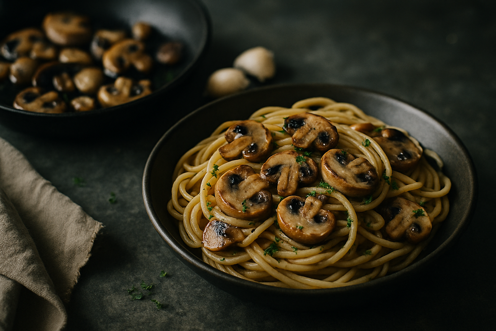 White Button Mushrooms in use